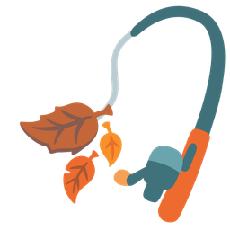 fishing pole and fallen leaf