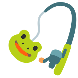 fishing pole and frog