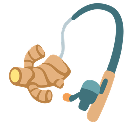 fishing pole and ginger root