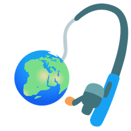 fishing pole and globe showing Europe-Africa