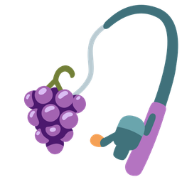 fishing pole and grapes