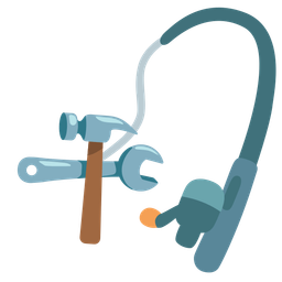 fishing pole and hammer and wrench