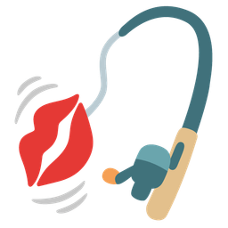 fishing pole and kiss mark