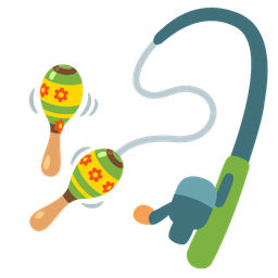 fishing pole and maracas