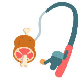 fishing pole and meat on bone