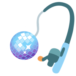 fishing pole and mirror ball