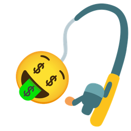 Fishing pole and Money-mouth face