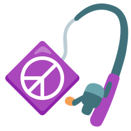 fishing pole and peace symbol
