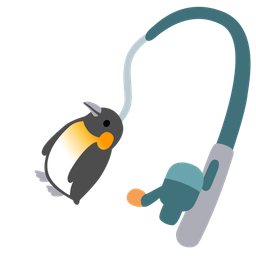 fishing pole and penguin