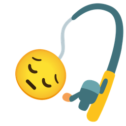 fishing pole and pensive face