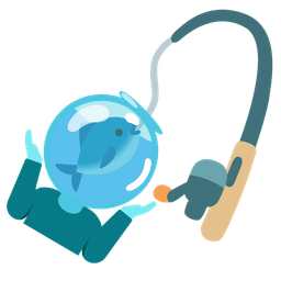 fishing pole and person shrugging