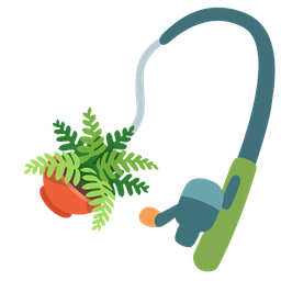 fishing pole and potted plant