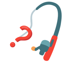 fishing pole and red question mark
