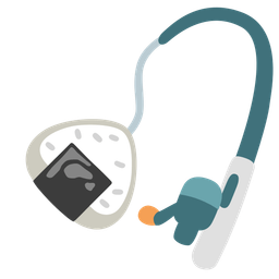 fishing pole and rice ball