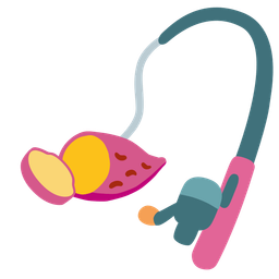 fishing pole and roasted sweet potato