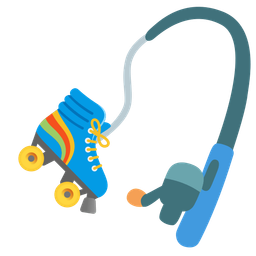 fishing pole and roller skate