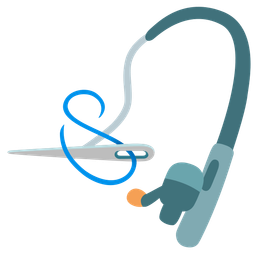 fishing pole and sewing needle