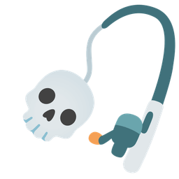 fishing pole and skull