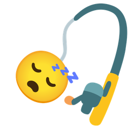 fishing pole and sleeping face