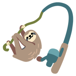 fishing pole and sloth