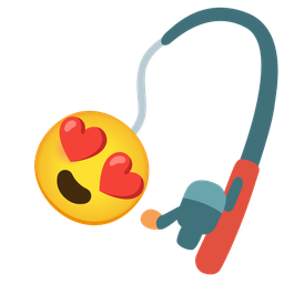 Fishing pole and Smiling face with heart-eyes