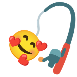 Fishing pole and Smiling face with hearts
