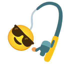 fishing pole and smiling face with sunglasses
