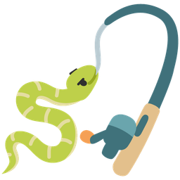 fishing pole and snake