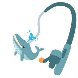 fishing pole and spouting whale