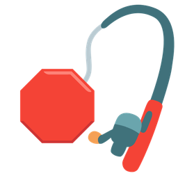 fishing pole and stop sign