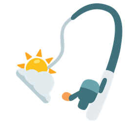 fishing pole and sun behind cloud