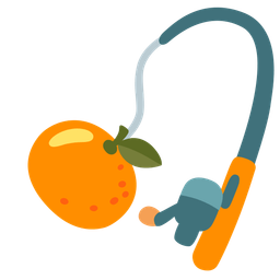 fishing pole and tangerine