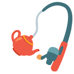 fishing pole and teapot