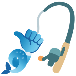 fishing pole and thumbs up