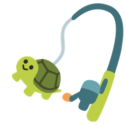 fishing pole and turtle