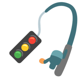 fishing pole and vertical traffic light