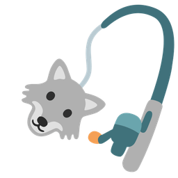 fishing pole and wolf