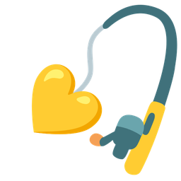 fishing pole and yellow heart