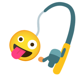 Fishing pole and Zany face