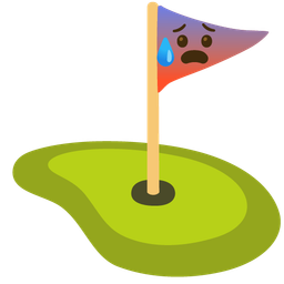 flag in hole and anxious face with sweat