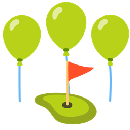 flag in hole and balloon