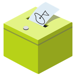 flag in hole and ballot box with ballot