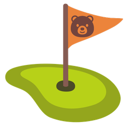 flag in hole and bear