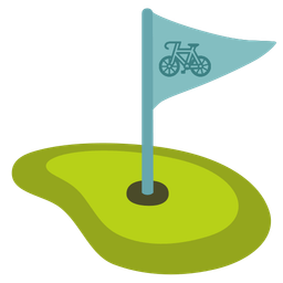 flag in hole and bicycle