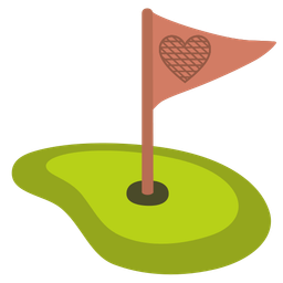 flag in hole and brown heart