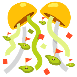 flag in hole and confetti ball