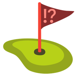 flag in hole and exclamation question mark