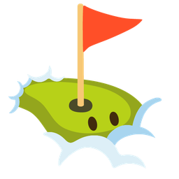 flag in hole and face in clouds