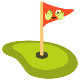 flag in hole and face with peeking eye