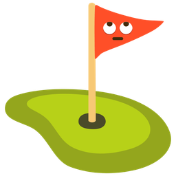 flag in hole and face with rolling eyes